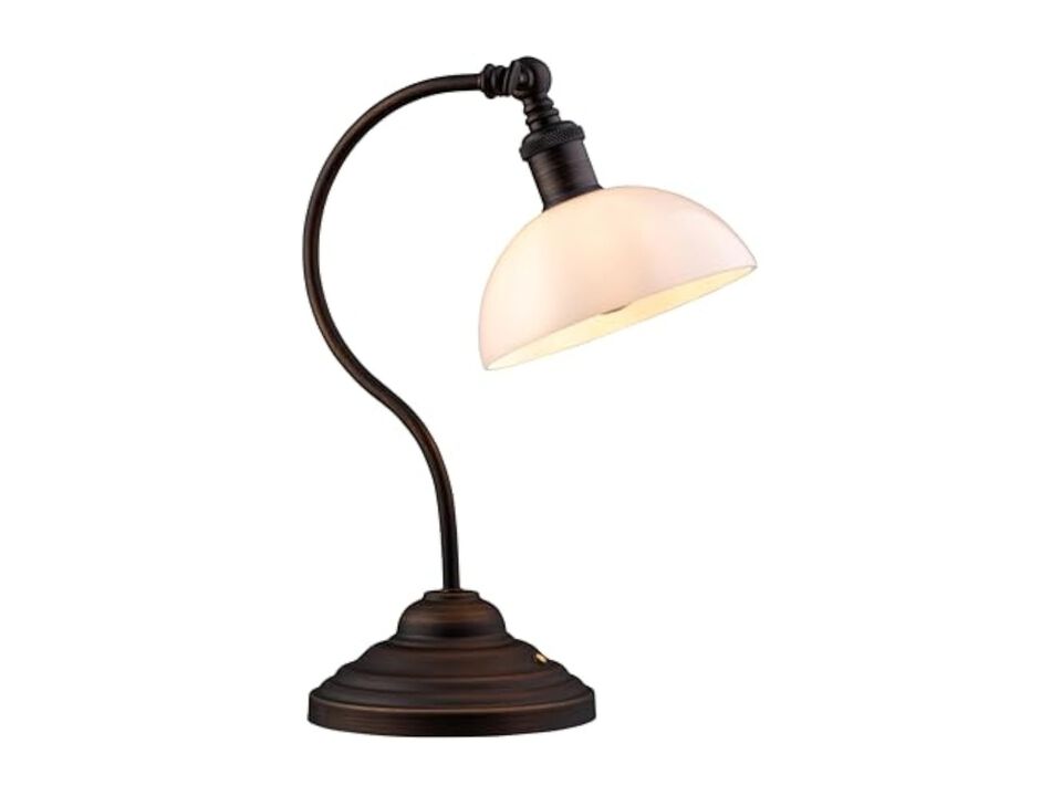 Rechargeable Cordless Battery Operated Glass Bronze Table Lamp For Bedroom White