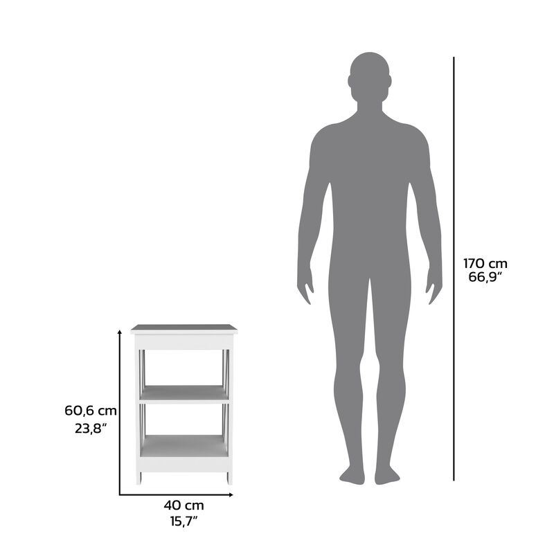 Taylor 3-Tier End Table/Nightstand, Side Table for Small Space, Black , Living Room