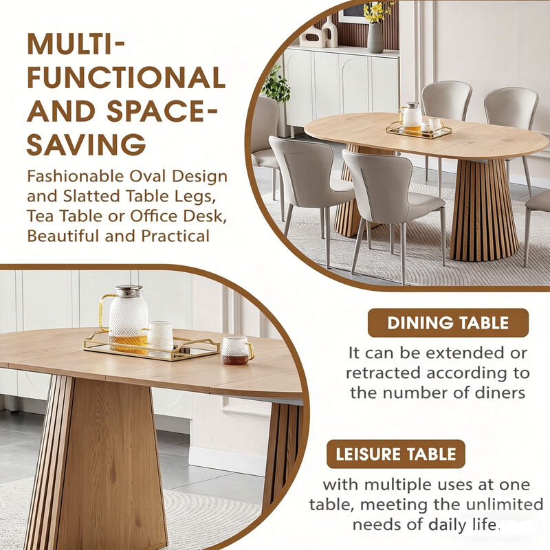 Oval Wooden Extendable Dining Table image number 6