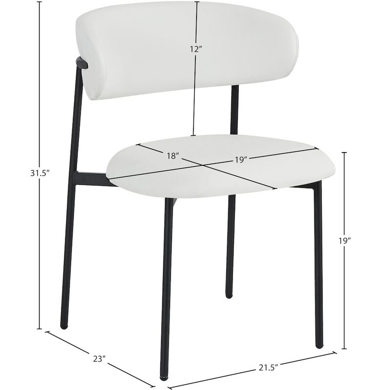Merdian Furniture Lupita Off-White Vegan Leather Dining Chair, Set of 2