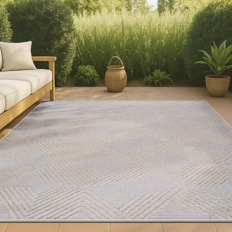 Jazz High-Low Pile Art Deco Geometric Indoor/Outdoor Area Rug