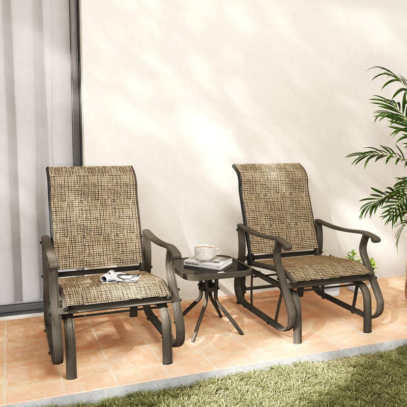 Hivvago Tempered Glass Table Patio Glider Set for 3 image number 1