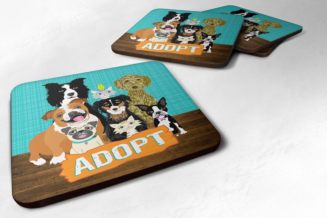 Caroline's Treasures VHA3007FC Adopt Pets Adoption Foam Coasters (Set of 4), 3.5, Multicolor