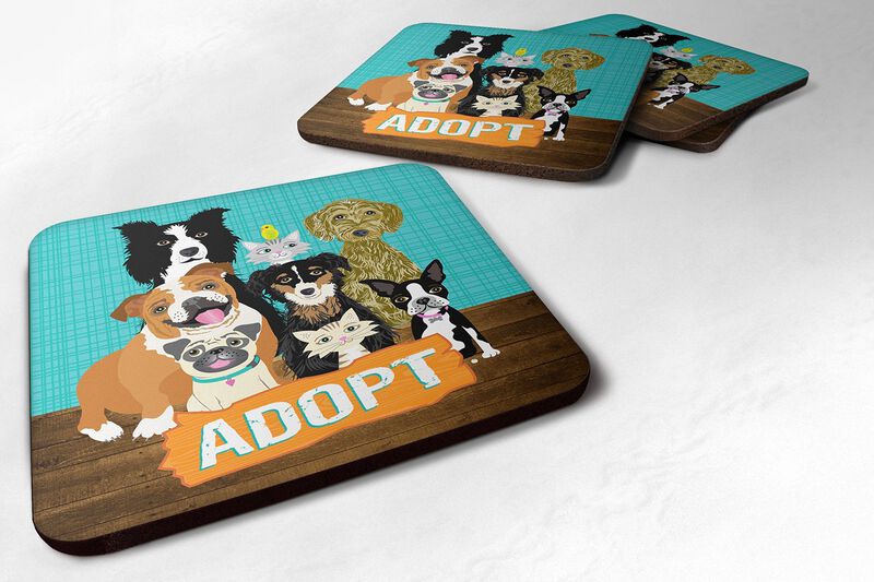 Caroline's Treasures VHA3007FC Adopt Pets Adoption Foam Coasters (Set of 4), 3.5, Multicolor image number 0