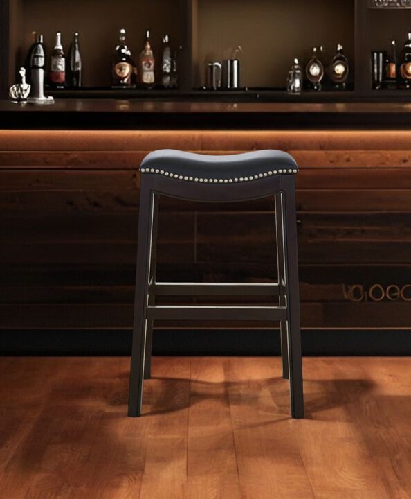 Hivvago 31 Inch Black and Espresso Solid Wood Backless Bar Height Bar Chair