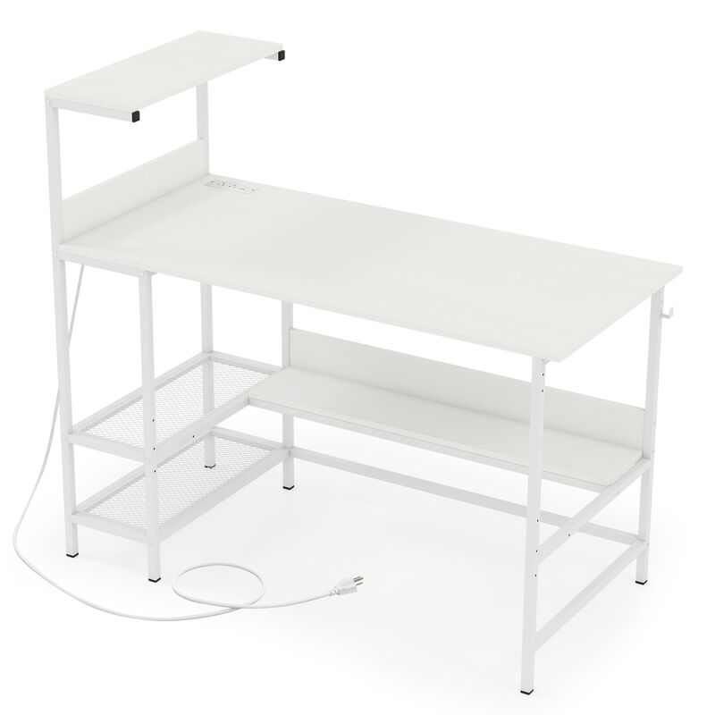 Computer Desk with Built In Power Outlets and Shelves for Home Office image number 0