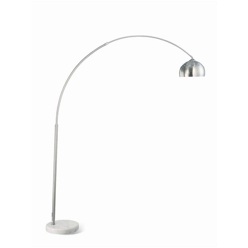 85 Inch Floor Lamp with Arched Body, Binary Switch, Marble Base, Silver - Benzara