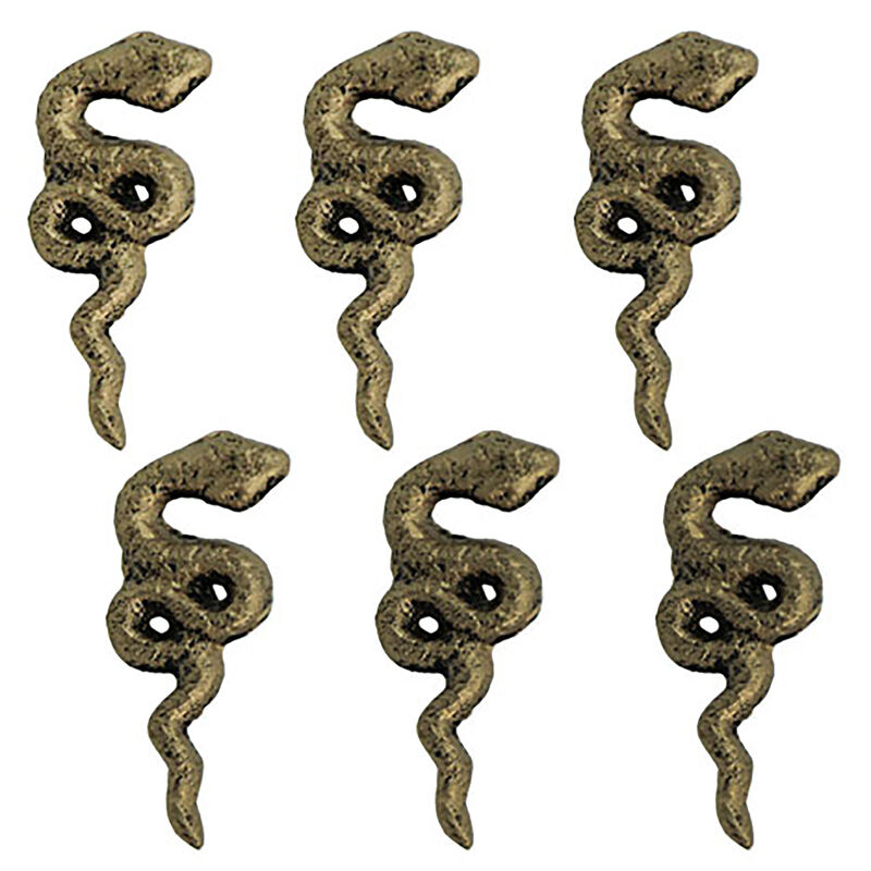 Antique Gold Cast Iron Gothic Snake Drawer Pulls &ndash; 6-Piece Set, 2.25" Long, 1" High, Serpentine Design for Cabinets, Drawers, and Goth Decor image number 2