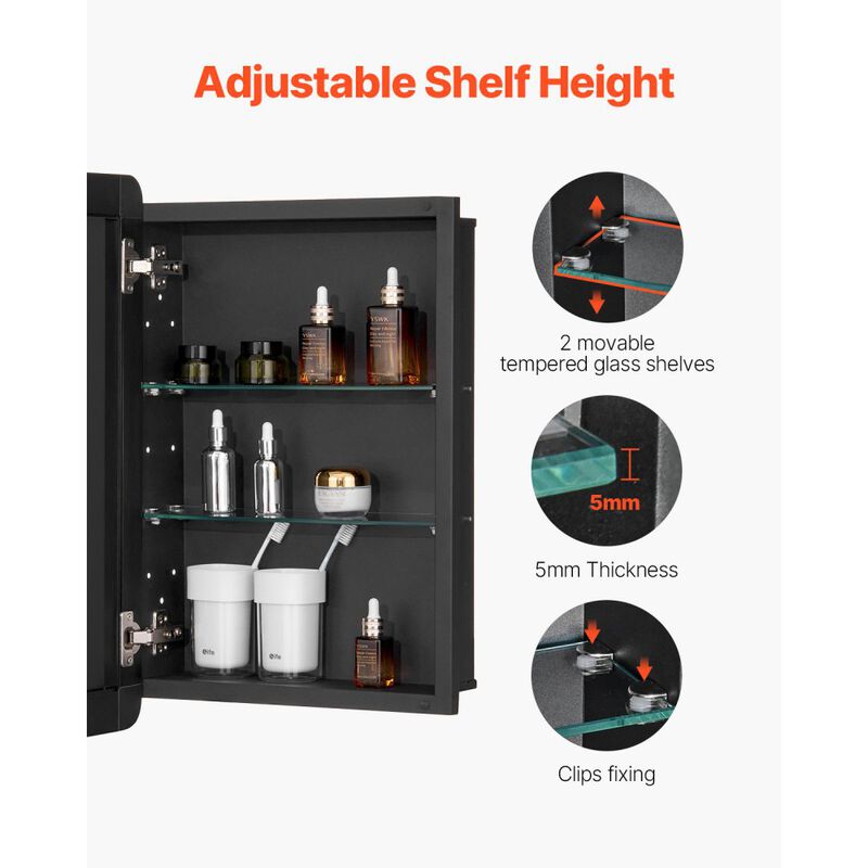 Wall Mount Medicine Cabinet with Mirror and Adjustable Storage Shelves