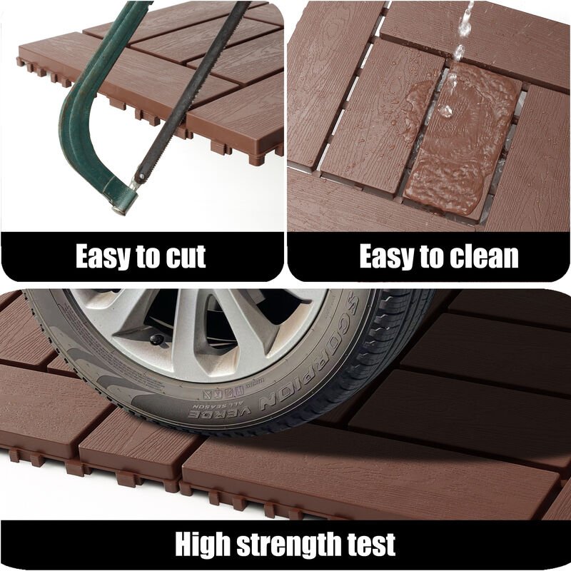 44 Pcs Interlocking Deck Tiles,Plastic Patio Flooring Outdoor Waterproof, All Weather Use for Balcony Porch Backyard Poolside image number 4