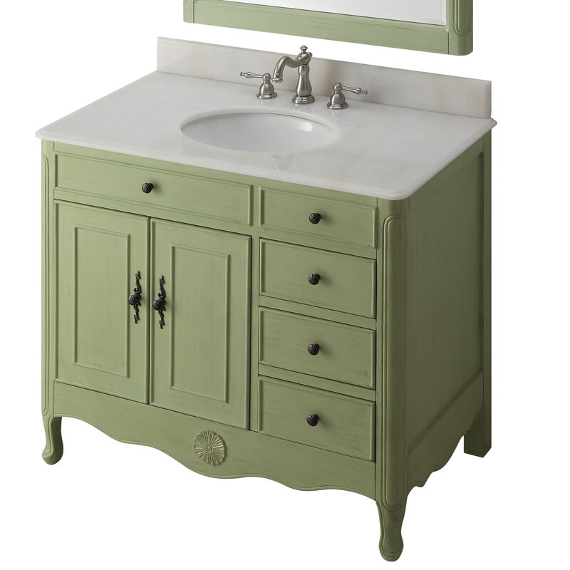 38 Inch Distressed Green Cottage Style Daleville Bathroom Sink Vanity image number 0