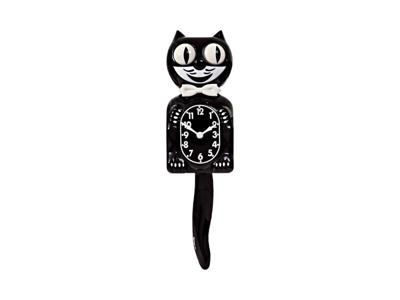Black Cat Wall Clock with Moving Tail Silent Non Ticking Battery Operated Retro Style for Home Decor Living Room Kitchen Bedroom image number 0