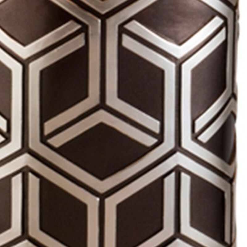 Hivvago Deep Brown and Silver Geo Weave Table Lamp