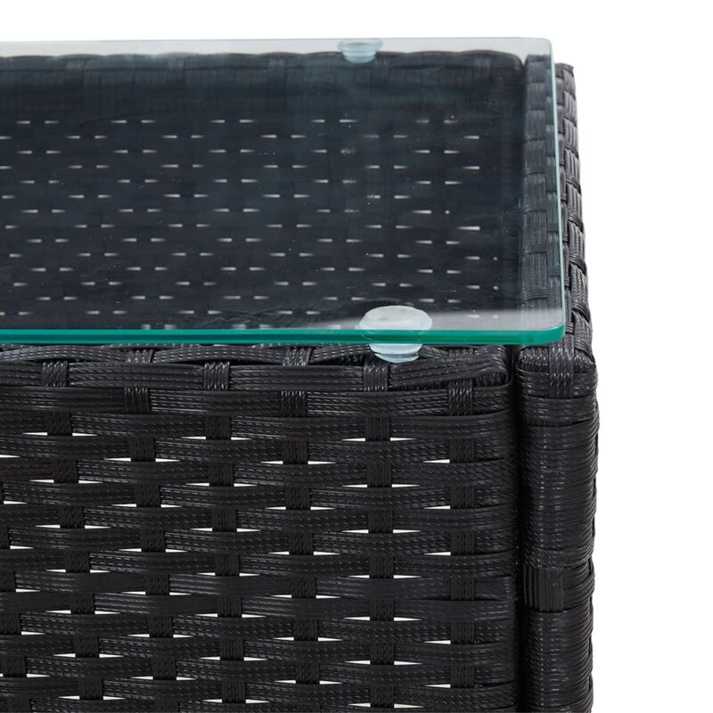 vidaXL Coffee Table Black 23.6"x15.7"x14.2" Poly Rattan image number 3