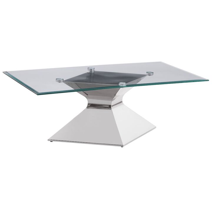 Coaster Jenny Glass Top Stainless Steel Coffee Table Chrome