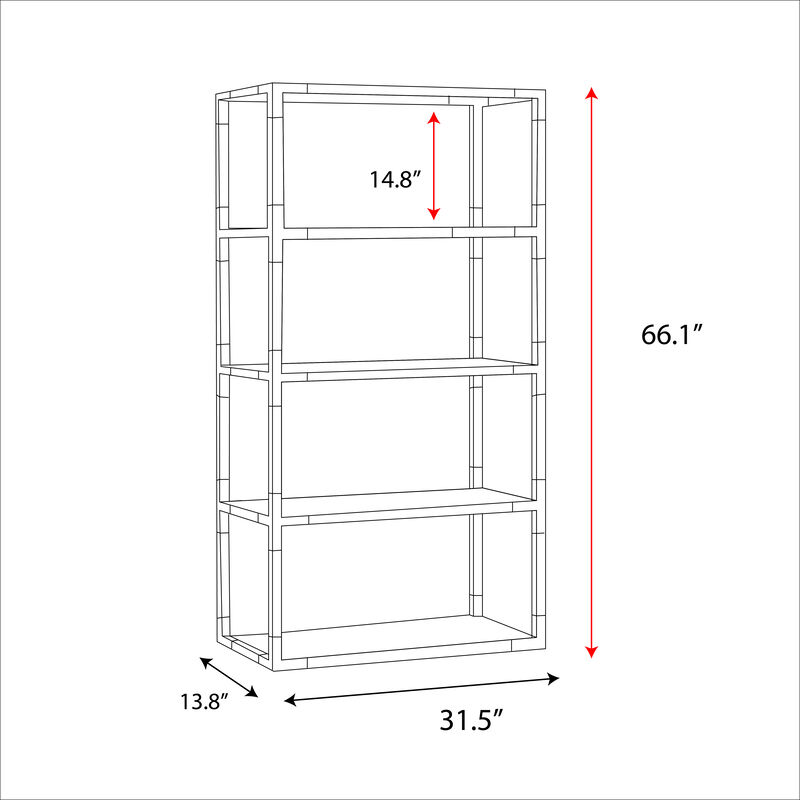 Pasargad Home  Mira Glass Etagere Bookcase with Gold Accents &ndash; 4 Shelf image number 6