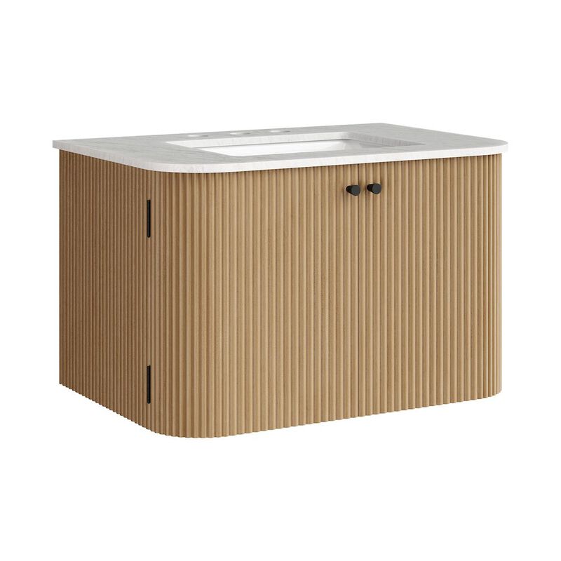 Zia 30" Wall-Mount Bathroom Vanity with Marble Sink image number 0