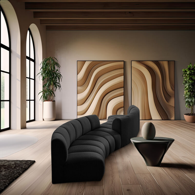 Meridian Furniture Infinity Black Boucle Fabric 4pc. Modular Sectional image number 1