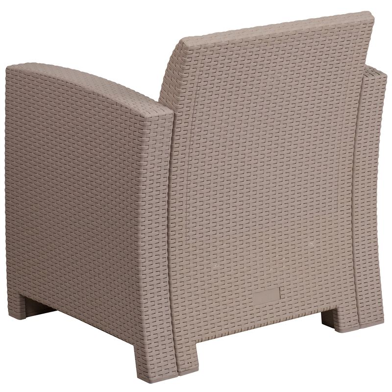 Flash Furniture Seneca Light Gray Faux Rattan Chair with All-Weather Light Grey Cushion