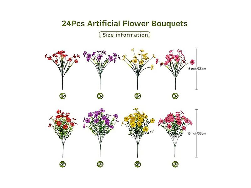 24 Bundles Artificial Flowers Outdoors Decor UV Resistant Silk Faux Daisy Spring image number 1