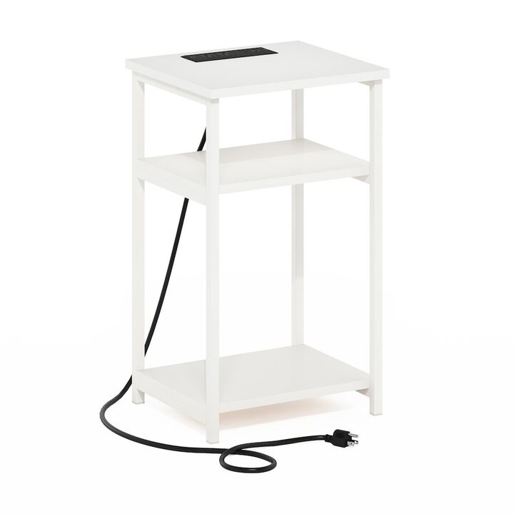 3-Tier USB and Type-C Charging Port Open Storage Side Table with Metal Frame
