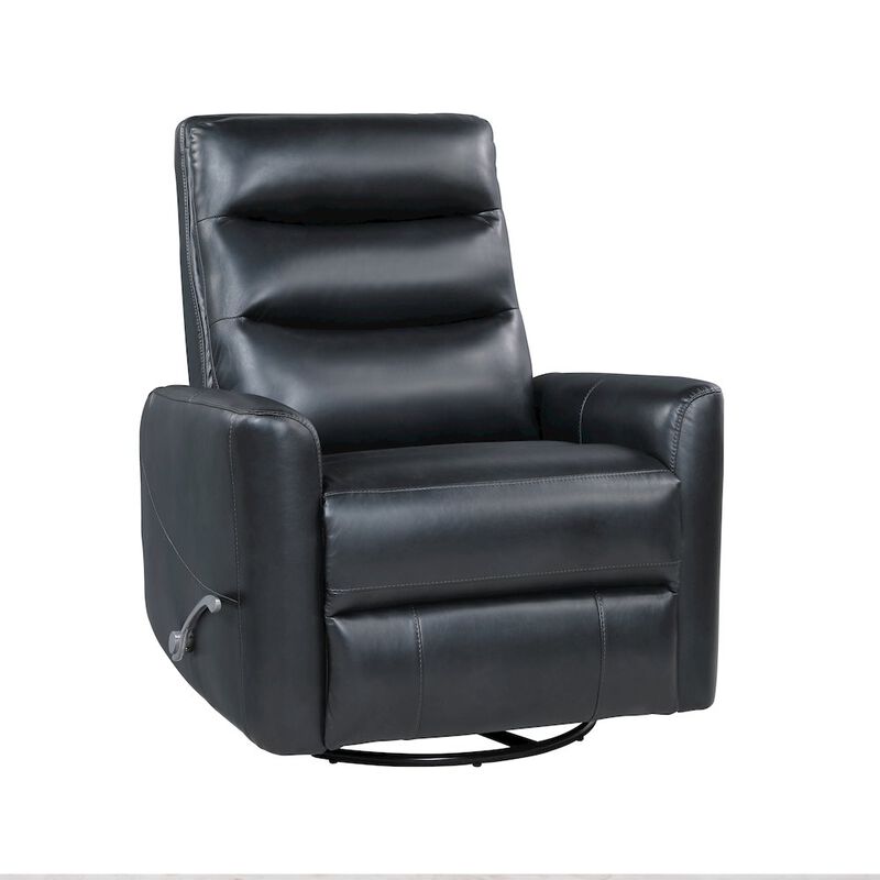 New Classic Furniture Takami Faux Leather Swivel Recliner, Black