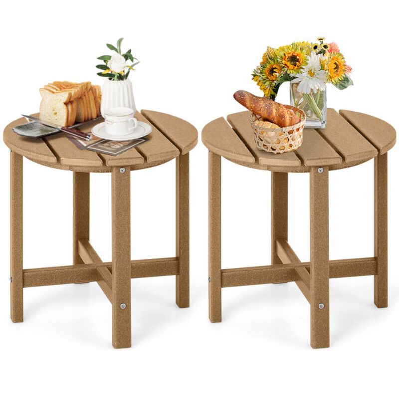 Hivvago Set of 2 Round Weather-Resistant Adirondack Side Tables