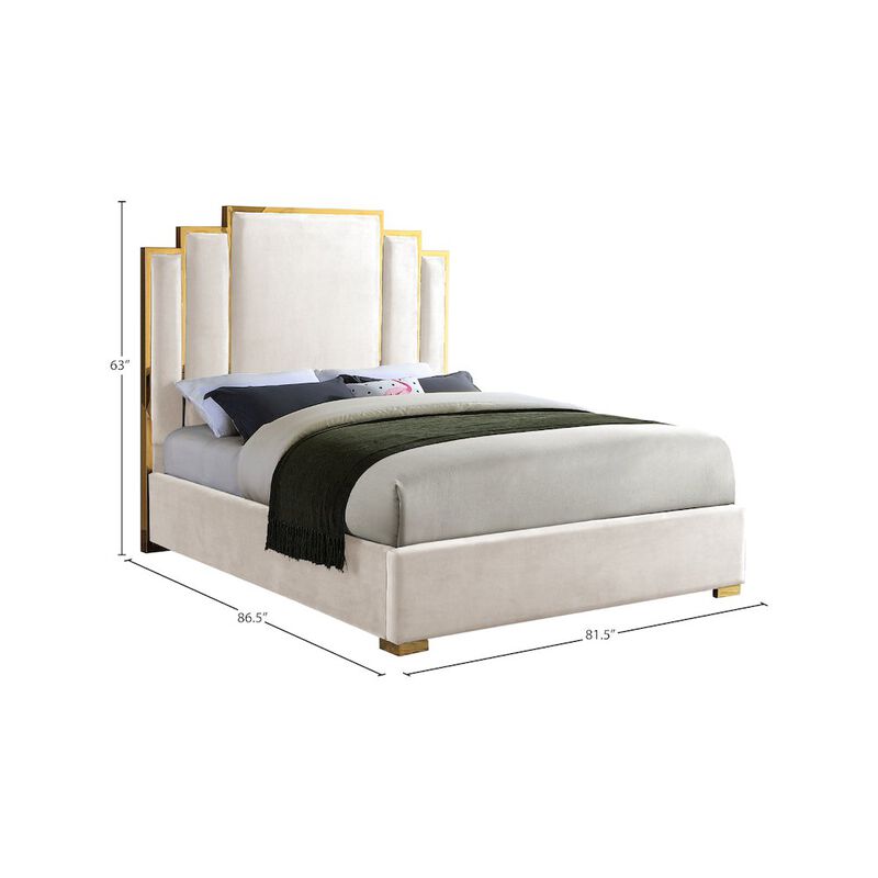 Meridian Furniture Hugo Cream Velvet King Bed