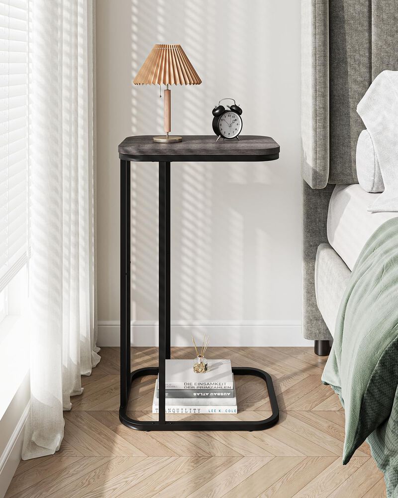 KJGKK C Shaped End Table, 27 Inches High Small Side Table for Sofa and Bed, Couch Table That Slides Under, Tall Tv Tray Table fo