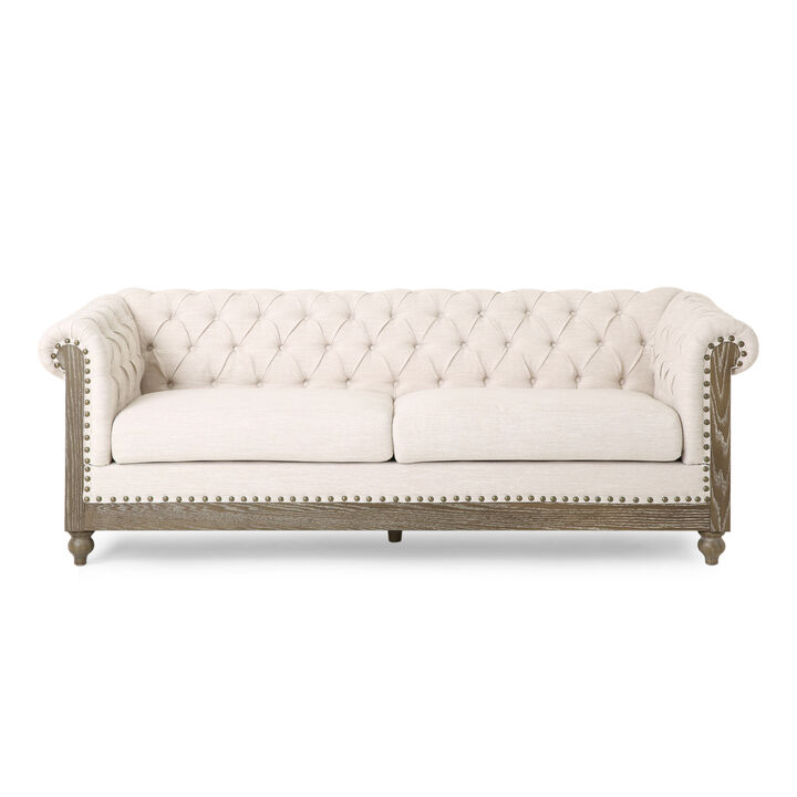 Merax Mirod Comfy 3-Seat Sofa with Wooden Legs, Retro Style for Living Room and Study Sofa