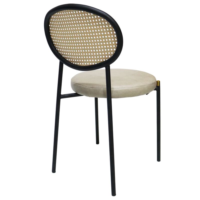 LeisureMod Euston Modern Dining Chair with Wicker Back and Leather Seat, Indoor Kitchen, Dining Room, Home, Contemporary Side Chair Seating