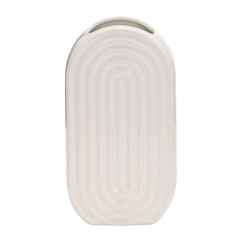 Cer, 11" Oval Ridged Vase image number 0