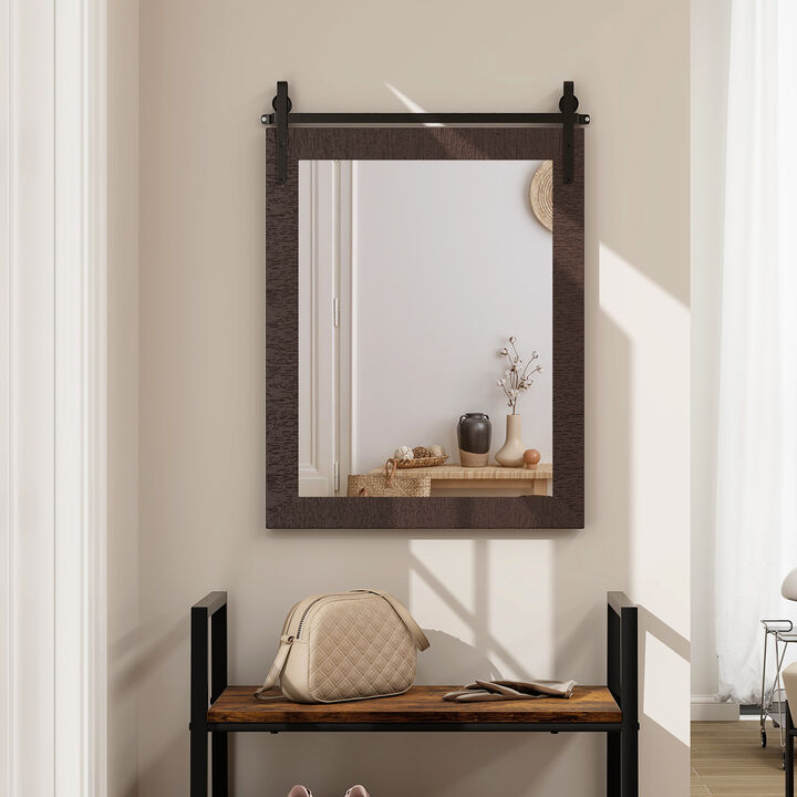 30 x 22 Inch Wall Mount Mirror with Wood Frame