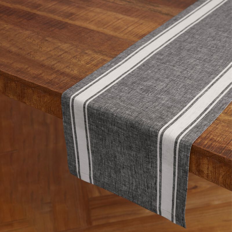 Solino Home 100% Pure Linen Table Runner - Country Stripe