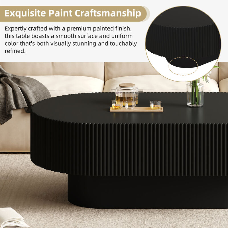 Merax Contemporary Oval Accent Table with Premium Painted Finish, Felt Floor Pads image number 4