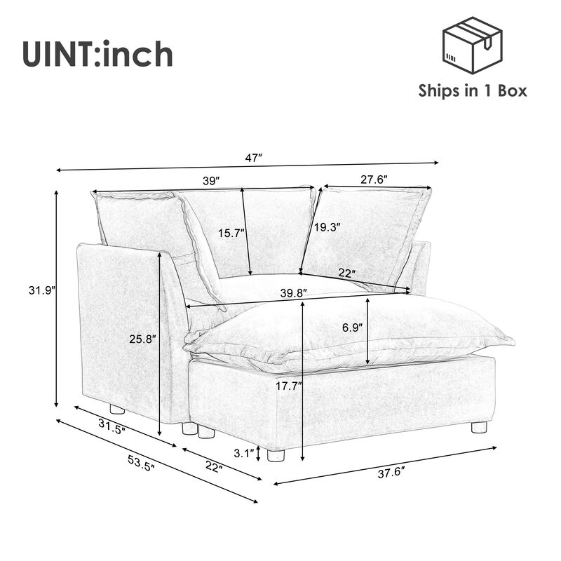 Merax Modern Armchair Sofa with Movable Ottoman
