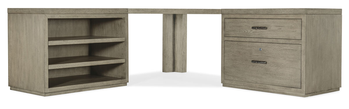 Linville Falls Corner Desk with Lateral File and Open Desk Cabinet