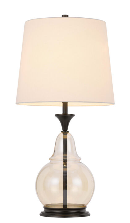 Hivvago 28" Clear Metal Table Lamp With White Empire Shade