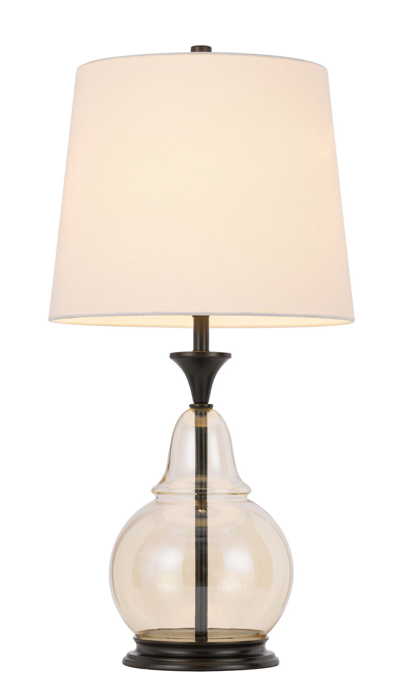 Hivvago 28" Clear Metal Table Lamp With White Empire Shade