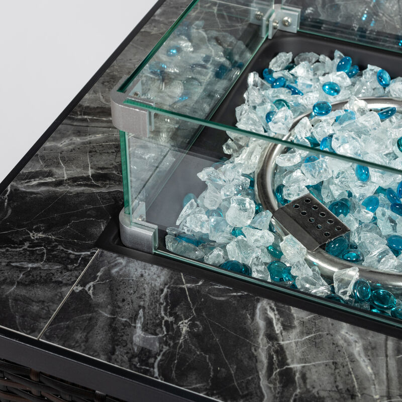 28 inch Outdoor Fire Pit Column, Propane Fire Column for Decor Gas Fire Pit Table Garden Corner Table with Fire