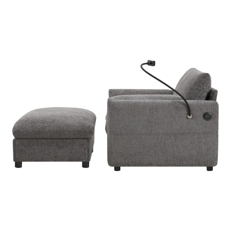 Kiple Modern Chenille Accent Chair & Ottoman Set image number 7