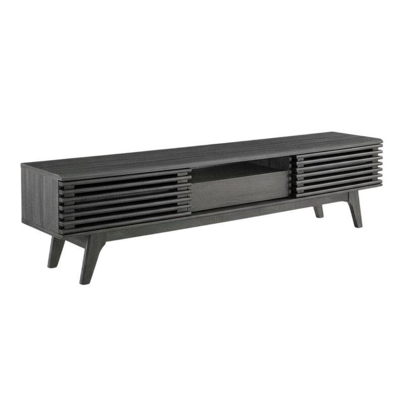 Wooden brown TV stand with spacious surface and modern design image number 0