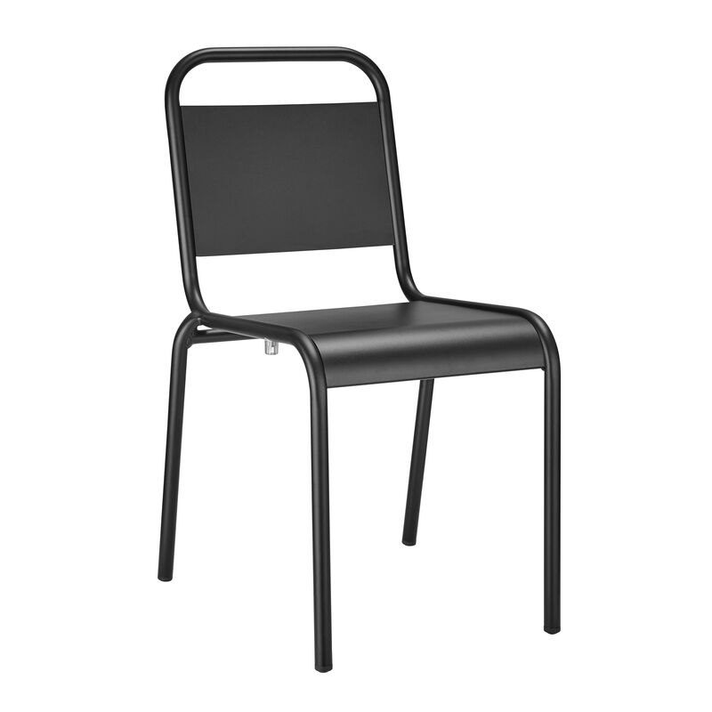 HomeRoots Set of Two Black Aluminum Outdoor Stacking Dining Chairs image number 2