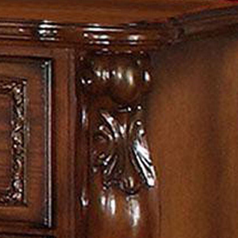 Queen Size Bedroom Set, Brown Finish, 2-Piece Set with Bed and Nightstand image number 6