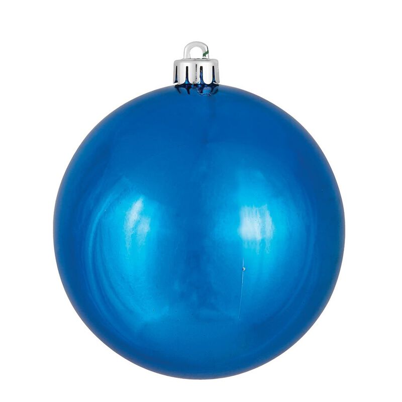Vickerman 2.4" Christmas Ornament Ball, Blue Shiny Finish, Shatterproof Plastic, UV Resistant, Holiday Christmas Tree Decoration, 24 Pack image number 0