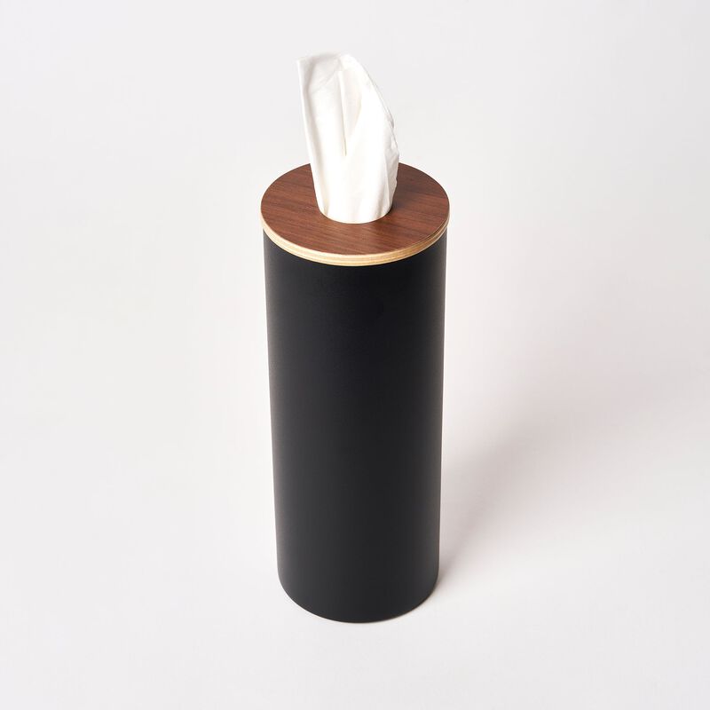 Round Tissue Case - Steel + Wood image number 0