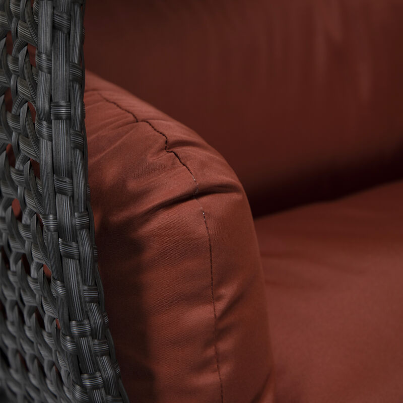 LeisureMod Mendoza Charcoal Modern Wicker Hanging 2 person Egg Swing Chair Removable Cushion image number 4
