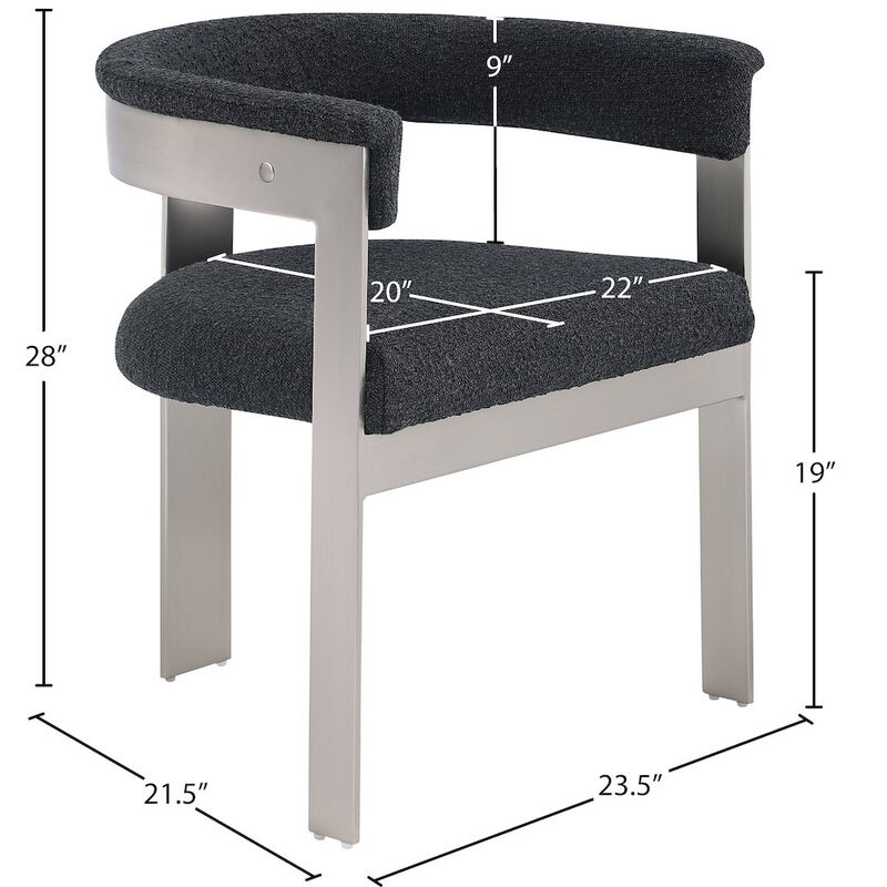 Meridian Furniture Romeo Black Boucle Fabric Dining Chair, Set of 2