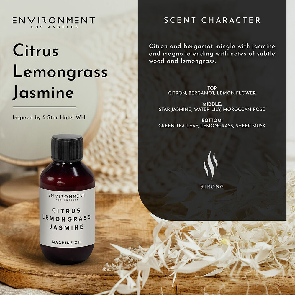 Environment Inspired by 5-Star Hotels WH 2oz Oil, Luxury Machine Diffusing Oil (Citrus | Lemongrass | Jasmine) Home Fragrance Products, Fragrance Oil, Diffuser Refill, Vegan & Cruelty-Free - Thumbnail 3