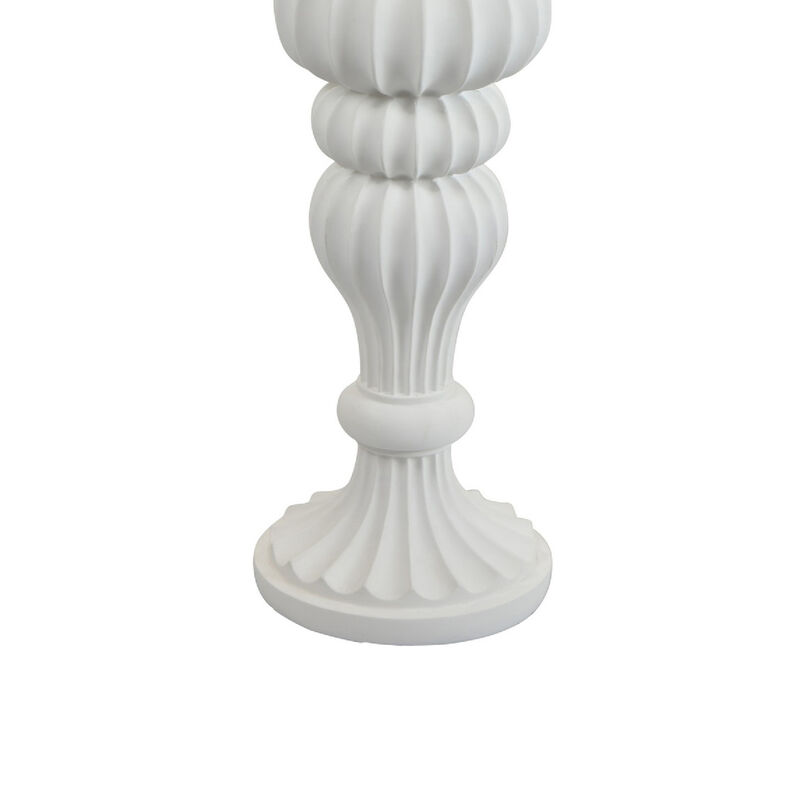 Tabletop D&eacute;cor Candle Holder, Fluted Turned Baluster, White Resin, 18 Inch image number 6